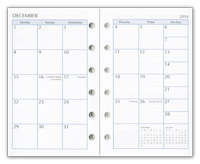 six hole mini calendar refill