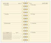 ivory calendar refill with bronze spiral binding